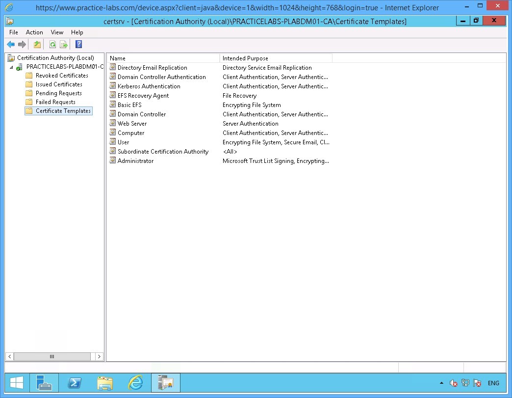 Practice Labs screenshot.